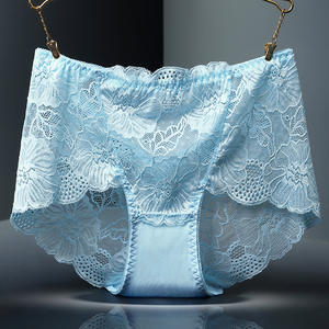 Culottes transparentes en mousseline sexy pour femmes, taille moyenne, sans couture, avec dentelle ajourée et broderies, vente en gros - Product Image 6