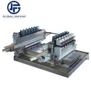 Small Size Double Edger Machine Round Edge Two Side 20 Motoren Rand Polijsten Slijpmachine Glas Plc Controle Voor Glas