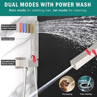 Ensemble de robinetterie de douche thermostatique Homedec à 3 poignées, pommeau de douche carré LED de 12 pouces, jet de douche complet de 6 pouces, finition nickel brossé, laiton inoxydable