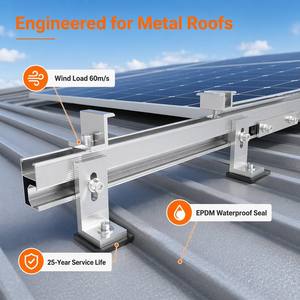 SOEASY <span class=keywords><strong>Kit</strong></span> di Supporto a L Regolabile in Alluminio AL6005 T5 per Sistema di Montaggio Fotovoltaico su Tetto in Lamiera con Cuscinetto EPDM Impermeabile - Product Image 5
