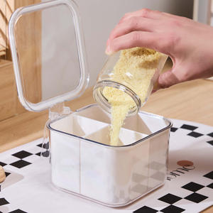 Home Seasoning Container Set 4 Compartment Airtight Plastic <b>Spice</b> <b>Jar</b> With Lids Kitchen <b>Storage</b> Box For Salt Sugar And - Product Image 1