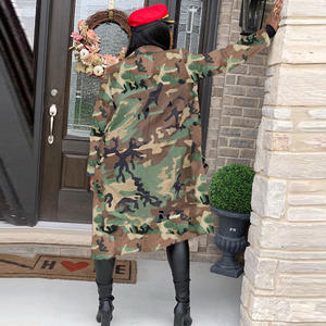 Dames Ademende Camouflagejack Voor Lente Distressed Midi Lange Werkkleding Herfst Camouflage Jassen - Product Image 3