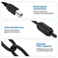 Kabel Printer USB 2.0 USB A Male ke B Male Ekstensi Pengisian Cepat 3A untuk Printer Canon untuk Epson untuk HP Aksesoris Komputer