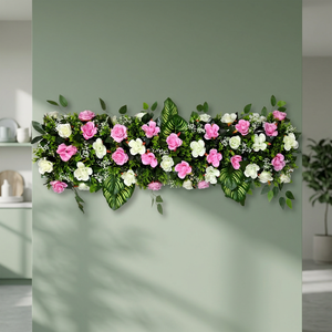 Artificial <b>Flower</b> Factory Enchanted Rose & Calathea Luxe Channel <b>Panel</b> Blush Pink & Ivory Floral Row 120cm Premium - Product Image 3