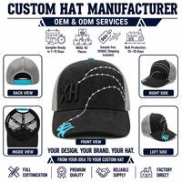 Gorra Trucker con Diseño Barbwire, Bordado 3D Personalizado, Logotipo XH, Malla Trasera, Gorra de Béisbol, Estilo Urbano, Gorras Snapback Desgarradas, OEM ODM