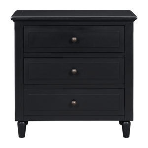 U_STYLE 28'' Painted Nightstand 3 Drawers Smooth Gliding Rails Minimalist <b>Bedside</b> <b>Cabinet</b> Metal Handle - Product Image 3