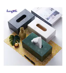 Hotel Villa Decorative Supplies Natural Stone Craft Price Art Marble Tissue Box Holder for Living Room Table Top Accessories