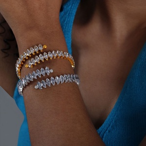 Luxury Rectangular Colourful <b>Cubic</b> <b>Zirconia</b> <b>Tennis</b> <b>Bracelet</b> Classic Gold Plated Open Cuff <b>Tennis</b> <b>Bracelets</b> for Women - Product Image 2
