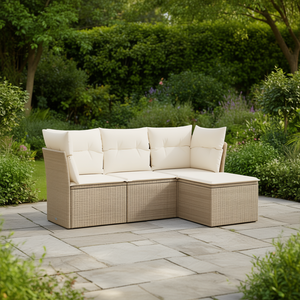 Conjunto de Sofás Modulares de Ratán para Jardín, Color Beige, Muebles de Exterior, Cómodo y Elegante Sofá Seccional con Cojines - Product Image 2