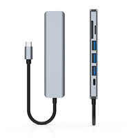PIX-LINK Dock d'extension de port 7-en-1 Ordinateur concentrateur 7 en 1 avec plusieurs concentrateurs Ports USB Station d'accueil portable