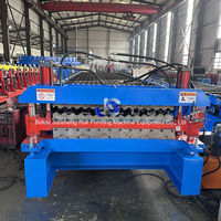 Machine de formage à froid de tôles de toiture en acier galvanisé à double couche trapézoïdale, contrôlée par PLC, haute vitesse, pour la construction