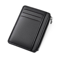 Cartera Delgada de Cuero Genuino para Mujer, con Bloqueo RFID, Mini Monedero para Tarjetas de Crédito, Accesorio de Negocios, Precio al por Mayor