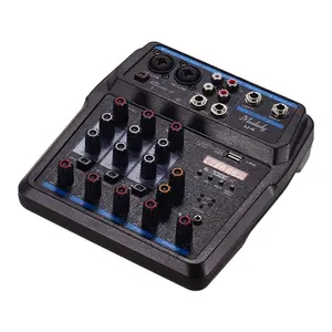 n de audio mini mezclador Suppliers-Consola mezcladora de Audio USB de 4 canales, mezclador de mezcla profesional para DJ, grabación de escenario, Karaoke en vivo, interfaz mezcladora BT
