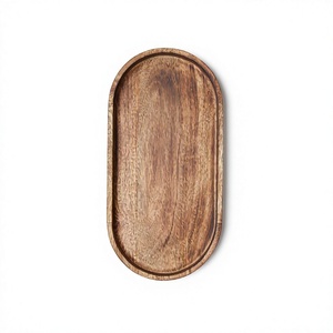 Handmade Eco Friendly Real Acacia Wood Serving <b>Trays</b> Handles Custom Logo Print Dishwasher Microwave Safe Household Restaurant - Product Image 5