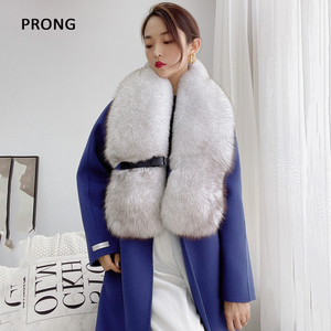Large Size Luxury Real Fox Fur Breathable Solid Color <b>Scarf</b> Winter <b>Neck</b> Warmer Genuine Fur Shawls for Women - Product Image 5