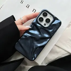 Funda mate <span class=keywords><strong>con</strong></span> pliegues galvanizados 3D para iPhone 16 15 14 Plus 13 12 11 Pro Max, funda de silicona suave <span class=keywords><strong>con</strong></span> <span class=keywords><strong>volantes</strong></span> ondulados estéticos - Product Image 4