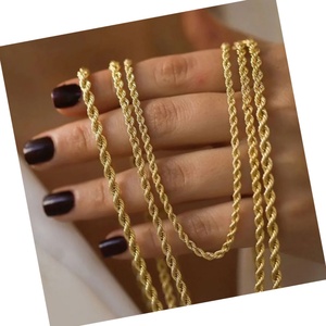 Collar de Cadena Trenzada de Acero Inoxidable Chapado en Oro de 18K OEM, Collar de Moda para Fiestas Unisex - Product Image 1