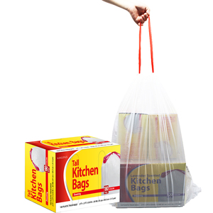 Heavy Duty 13 Gallon Drawstring Kitchen Trash <b>Bags</b>, 100% Recyclable, 80/120 Count for Yard Waste - Product Image 1