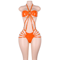 Tenues de danse exotiques en cuir verni à lacets, ensembles de combinaisons, sous-vêtements string, tenues de pole dance, vêtements de festival, rave et clubwear