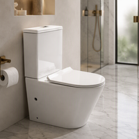 WC en céramique de qualité supérieure, design simple, certifié CE Europe, à double chasse, sans bride, à jet tourbillon, pour salle de bain - Meilleure vente