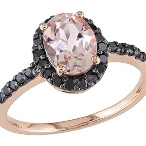 Anillo de Boda de Plata de Ley 925 Chapado en Oro Rosa con Forma de Pera y Halo de Circonita Cúbica y Morganita - Product Image 6