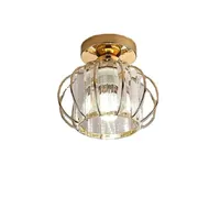 Plafonnier LED Moderne en Forme de Citrouille, Doré et Noir, Petit, à Intensité Variable, pour Couloir