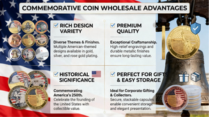 Pièces de collection en métal doré 3D, plaquées or, avec relief coloré, commémoratives du 250e anniversaire des États-Unis, épingles en émail, en gros - Product Image 3