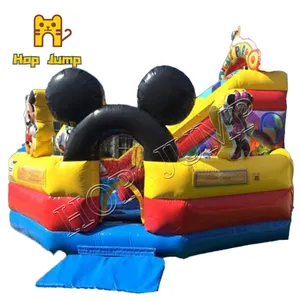 मिकी माउस थीम पार्क बिक्री के लिए Inflatable सूखी स्लाइड Inflatable बाउंसर कूद