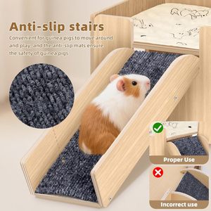 Hamster House Wooden Rectangle Indoor Hideout With <b>Slide</b> For <b>Small</b> Pets - Product Image 2