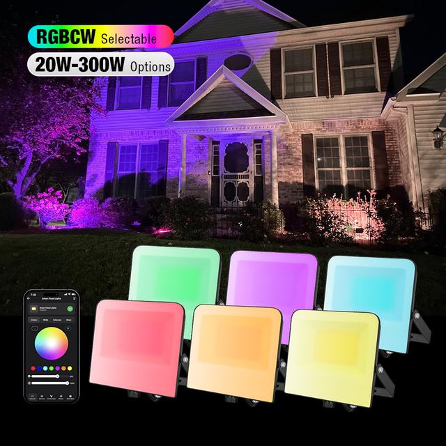 IP65 Waterproof Led Remote Control RGB Led Flood Light 30W 50W 100W Outdoor Garden Lawn Yard Lighting