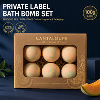 Bombe de bain effervescente personnalisée à l'huile d'amande douce et au cantaloup naturel, parfum fruité, adoucissante, coffret cadeau spa OEM ODM 100g