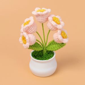 Flores de Lirio de los Valles Tejidas a Crochet Hechas a Mano, Cabezas de Flores Tejidas a Crochet, Decoración de Escritorio para Navidad, Cumpleaños, Regalo - Product Image 4