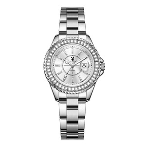 Orologio da donna <span class=keywords><strong>Playboy</strong></span> con diamanti incastonati, movimento al quarzo, bracciale in acciaio inossidabile, impermeabile fino a 30 m, display analogico - Product Image 1