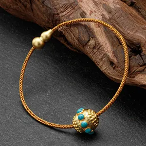 Inspired Personalized Customization Logo On Gold Plated Gourd Stainless Steel Rope Bracelet