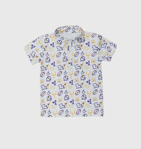 T-shirt d'été pour bébé garçon à manches courtes, imprimé baseball violet et jaune personnalisé BT1763 - Product Image 1