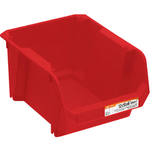 Bandeja de Almacenamiento Modular de Plástico Roja de 12x10x6 Pulgadas para Organización de Almacenes - Product Image 2