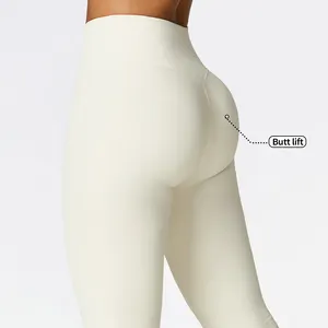 Leggings de yoga en tissu recyclé écologique respirant avec logo personnalisé pour femmes, collants à taille haute, pantalons de sport et de fitness