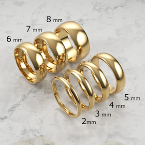 Anillo de Boda Abombado de Tungsteno Chapado en <span class=keywords><strong>Oro</strong></span> Amarillo de 2mm - 8mm, Anillo de <span class=keywords><strong>Oro</strong></span> Clásico de Ajuste Cómodo |   Anillo Grabado para Hombre y Mujer - Product Image 1