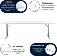 Neuer Tragbarer Moderner Outdoor 6ft Esstisch Weiß HDPE Kunststoff Klapptisch