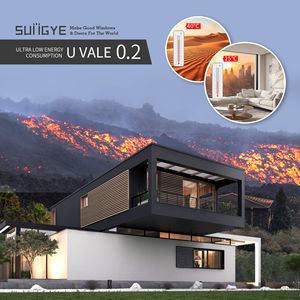 SUNGYE minimalista in alluminio porta scorrevole in vetro panoramico forte resistenza al vento doppia porta d'ingresso in vetro temperato - Product Image 4