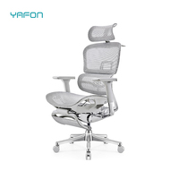 Chaise de bureau ergonomique de direction en aluminium 5D édition de luxe, grise, avec repose-pieds confortable