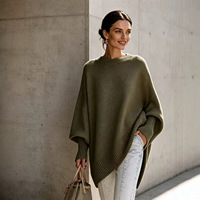 Pull décontracté à col rond épais, grande taille, 100 % polyester, manches chauve-souris, collection automne/hiver 2026, style transfrontalier Europe-Amérique