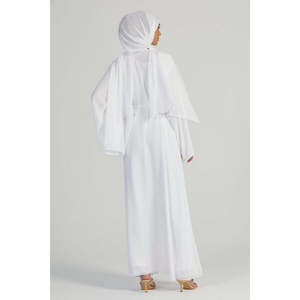 <span class=keywords><strong>Abito</strong></span> <span class=keywords><strong>da</strong></span> <span class=keywords><strong>sera</strong></span> modesto impreziosito con motivo bianco Abaya aperto Premium - Product Image 5