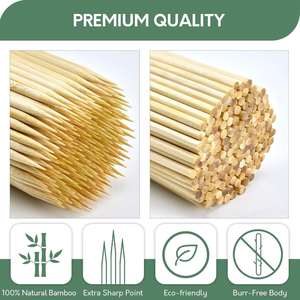 Palitos de Bambú Desechables de Alta Calidad para Barbacoa, Personalizables, de 20cm, 25cm, 30cm, 35cm y 40cm, Fáciles de Limpiar - Product Image 2
