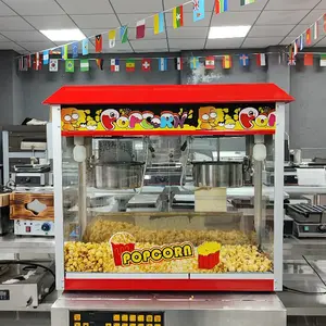 Commerciële Elektrische Popcornmachine Industriële Karamel Dubbele Pot Popcorn Machine