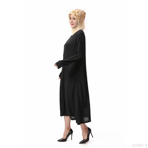 Dropshipping/Venta al por mayor en stock/OEM Túnica árabe de seda helada con botones para mujer musulmana, Ropa islámica, Manga larga de poliéster - Product Image 3