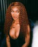 180% 250% vague d'eau 350 Orange perruque de cheveux humains couleur gingembre perruques de cheveux humains dentelle frontale transparente pour les femmes de beauté noires