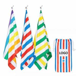 Toalla de Baño de Microfibra Absorbente de Secado Rápido con Diseño Cuadrado Popular 2024, Toalla de Playa Personalizada a Rayas con Bolsillo y Bolsa - Product Image 6