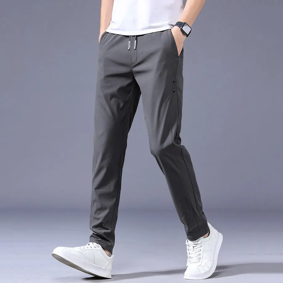Wholesale Plus Size Sweatpants Loose Solid Color Stretch Trousers Casual Fashion Men Pants