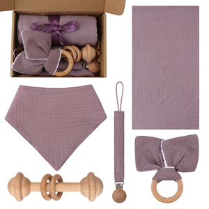 Nouveau-né Soins Infantile Bébé Dentition Bois Sucette Clip Chaîne Coton Tissu Bébé En Bois Dentition Jouets Bébé Sucette Clip Cadeau Ensemble - Product Image 3